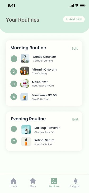 glo app routines tab